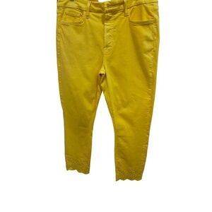 Jen7 by 7 for All Mankind Size 14 Ankle Skinny Jeans w/ Eyelet Hem  Yellow